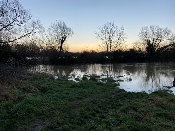 Flood water over the public footpath, 2020