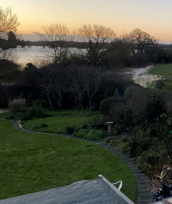 Floodwaters from Manorfields Rd home window, 2020