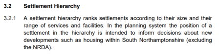 South Northamptonshire Local Plan Part 2 2022-2029: Policy SS1 - The Settlement Hierarchy (Item 3.2)
